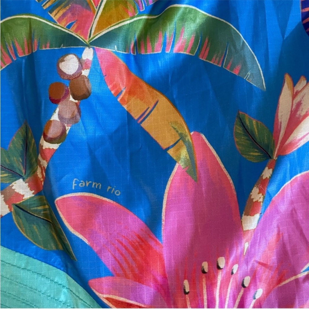 Farm Rio Mixed Print Nylon Shorts Vibrant Color Leaf Floral Tropical Patterns